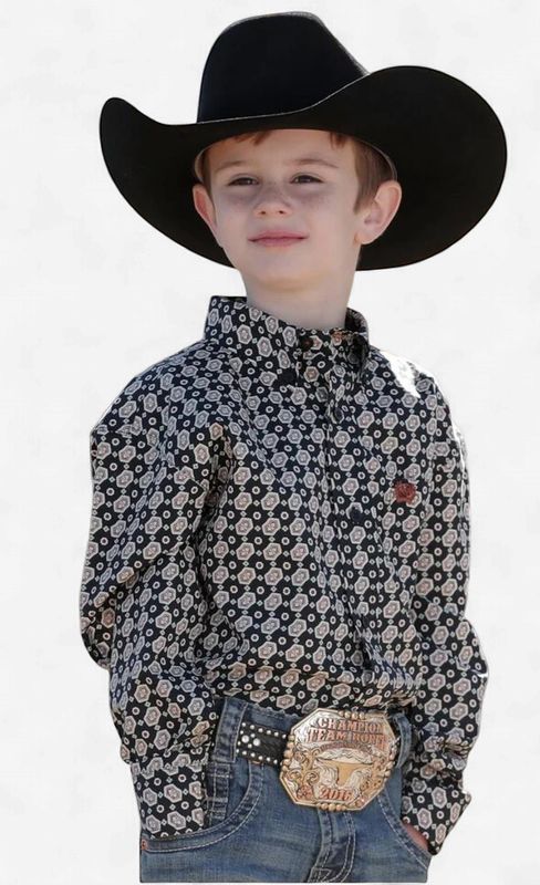 Youth Cinch Pendleton Round-Up Hexagon Long Sleeve Button Up