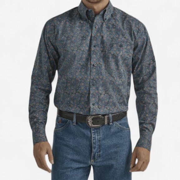 Men's Wrangler Pendleton Round-Up Maroon Paisley Long Sleeve Button