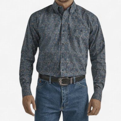 Men's Wrangler Pendleton Round-Up Maroon Paisley Long Sleeve Button
