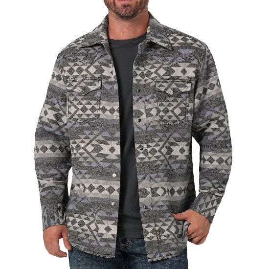 Men's Wrangler Retro Pendleton Round-Up Blue Aztec Long Sleeve Shirt Jacket