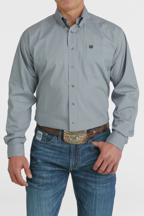 Men's Cinch Pendleton Round-Up Solid Gray Long Sleeve Button Up