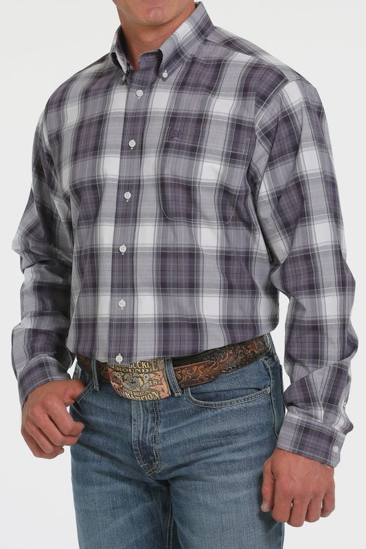 Men's Cinch Pendleton Round-Up Purple Plaid Long Sleeve Button Up
