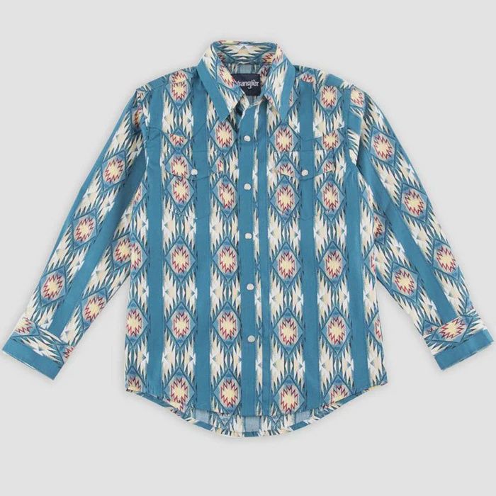 Youth Wrangler Pendleton Round-Up Checotah Long Sleeve Snap