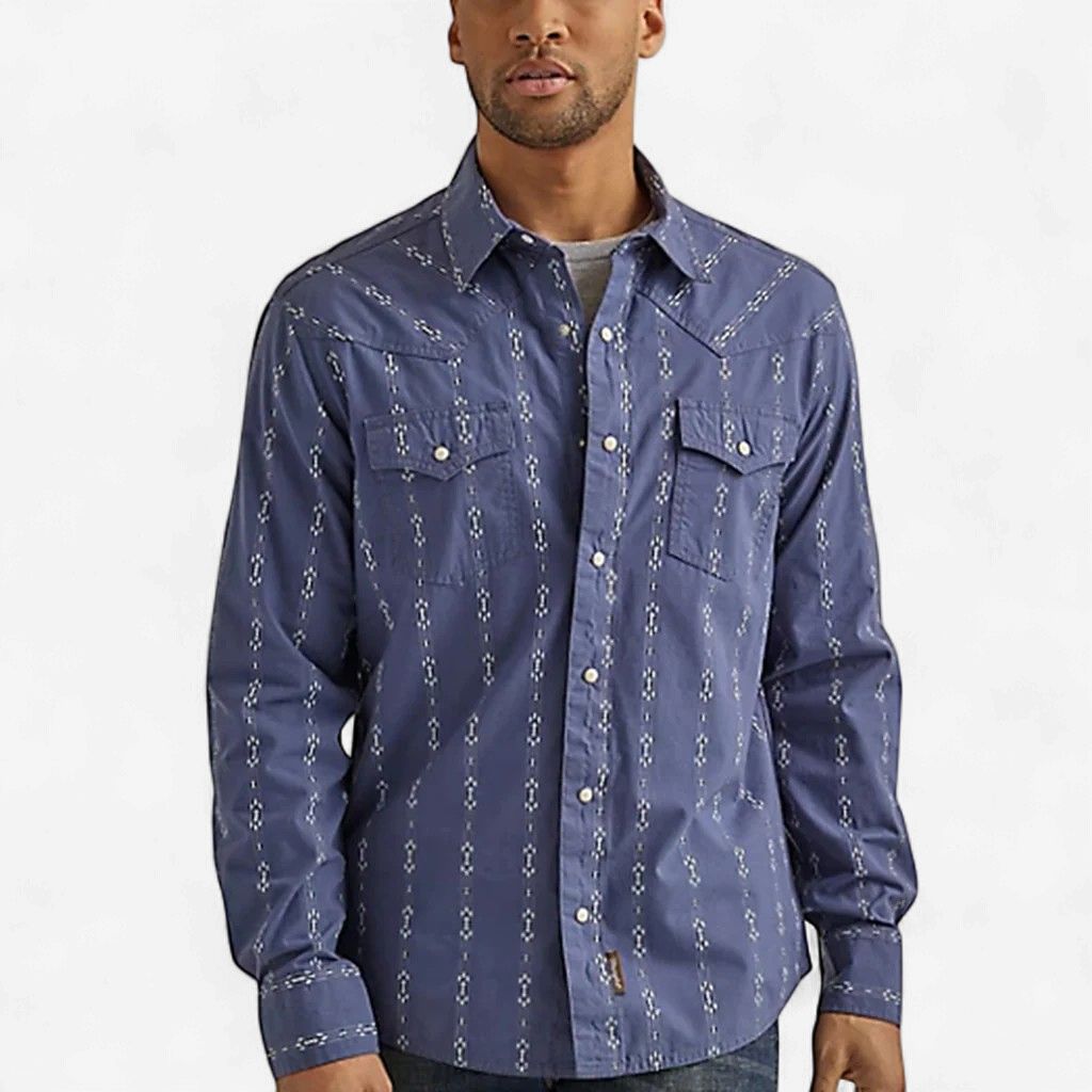 Men's Wrangler Pendleton Round-Up Vintage Indigo Long Sleeve Button
