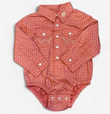 Infant Wrangler Pendleton Round-Up Salmon Long Sleeve Snap Onesie