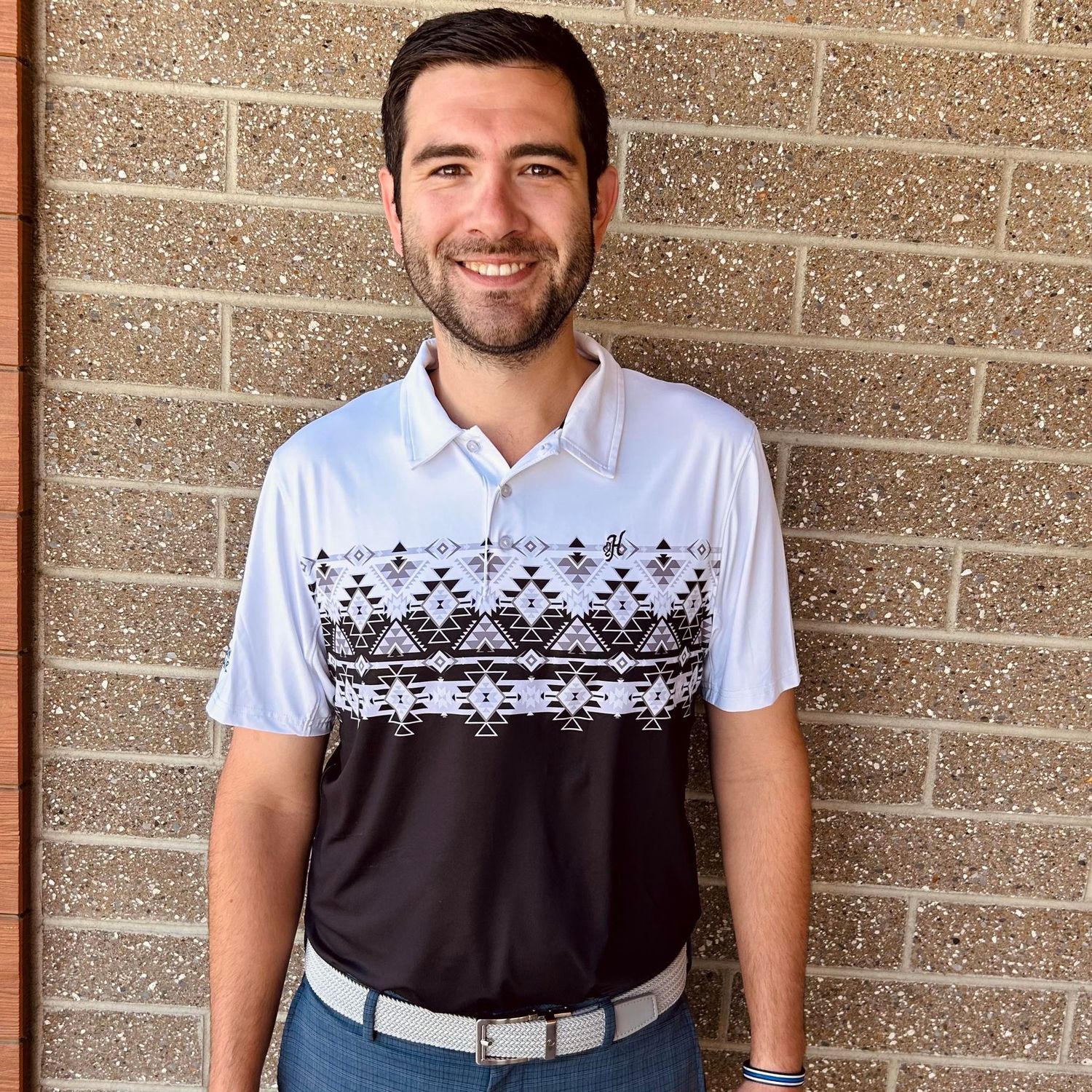 Men's Hooey Pendleton Round-Up Black/White Aztec Polo