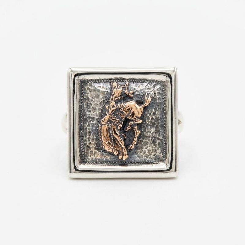 Pendleton Round-Up Vogt Square Hammered Cocktail Ring