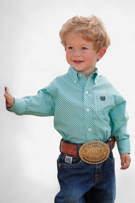 Infant Cinch Pendleton Round-Up Blue Flower Long Sleeve Button Up