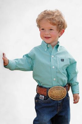 Toddler Cinch Pendleton Round-Up Blue Flower Long Sleeve Button