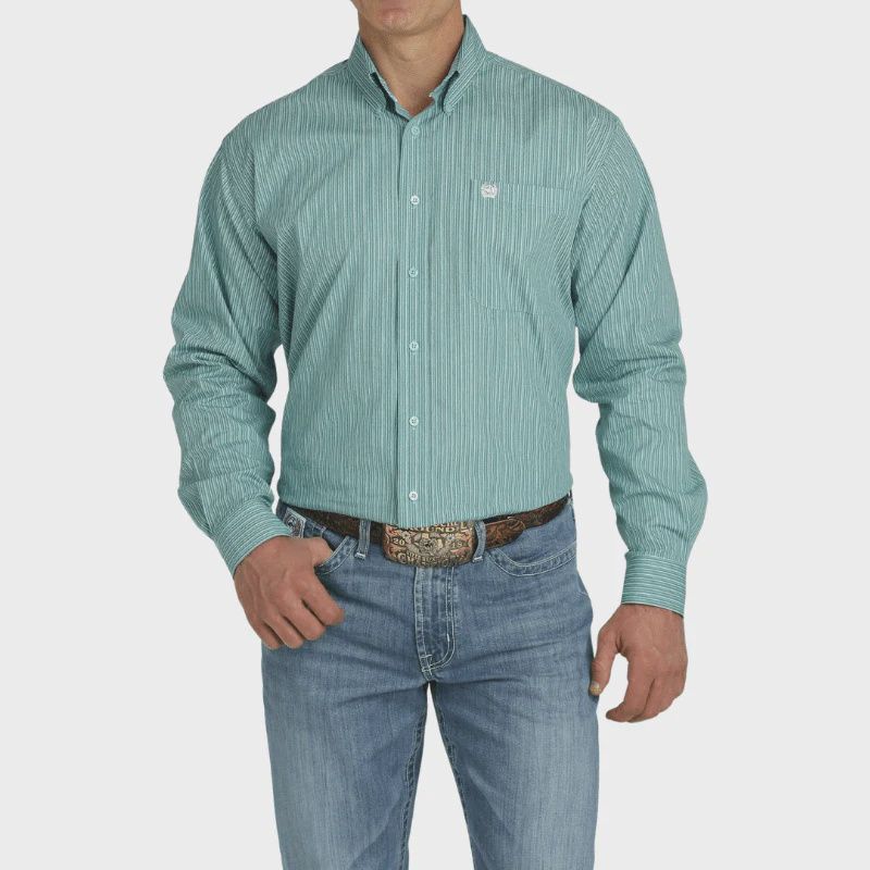 Men's Cinch Pendleton Round-Up Blue Stripe Long Sleeve Button Up