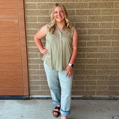 Ladies Pendleton Round-Up Sage Green Sleeveless Blouse