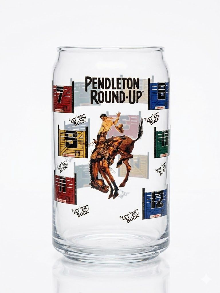 Pendleton Round-Up Chutes Soda Can Glass