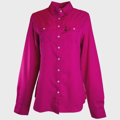 Ladies Hooey Pendleton Round-Up Fuschia Long Sleeve Button