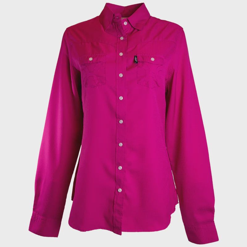 Ladies Hooey Pendleton Round-Up Fuschia Long Sleeve Button