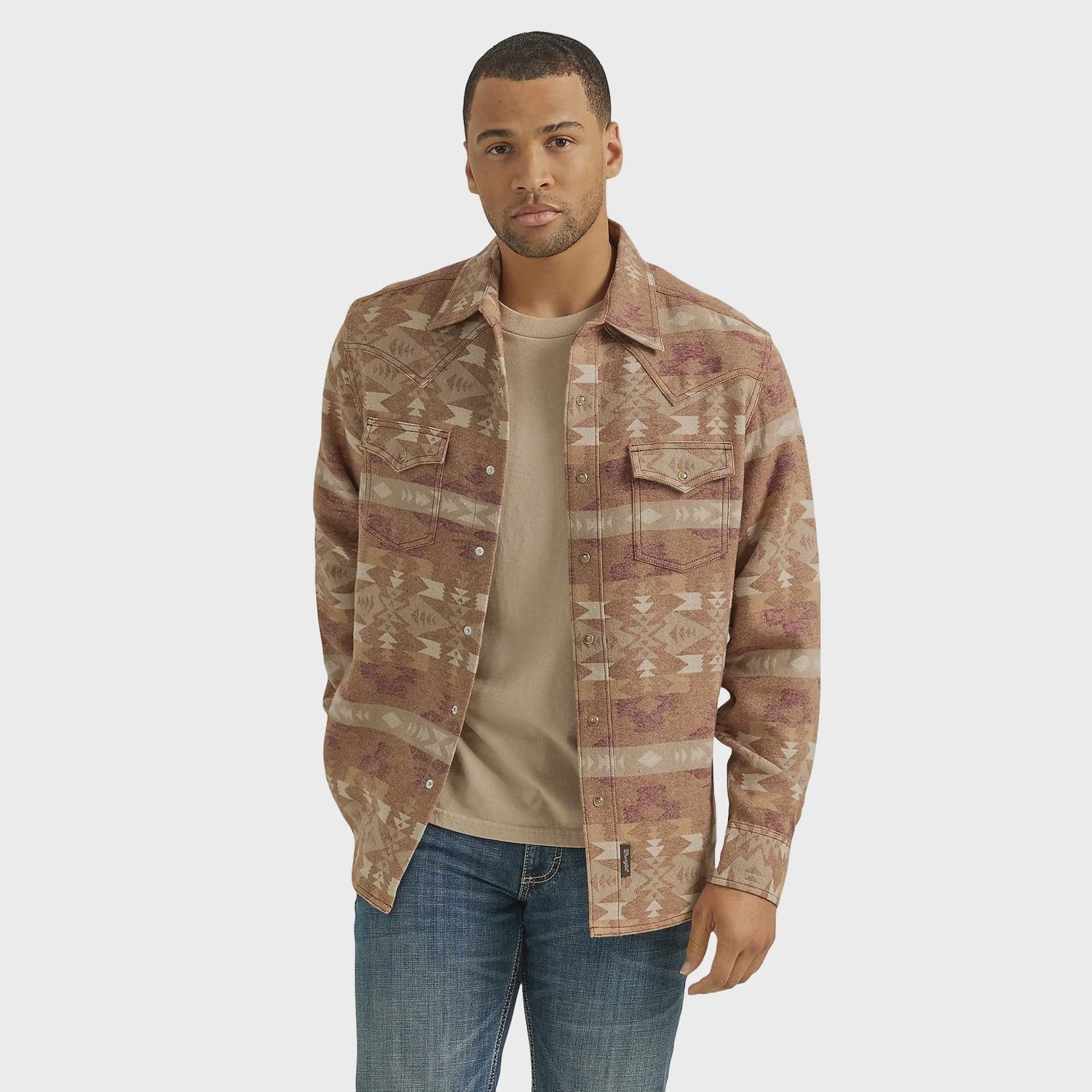 Men's Wrangler Retro Pendleton Round-Up Aztec Pearl Snap Shacket