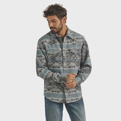 Men's Wrangler Retro Pendleton Round-Up Aztec Blue Snap Shacket