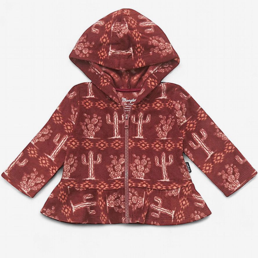 Youth Girls Wrangler Pendleton Round-Up Burgundy Cactus Fleece Hoodie