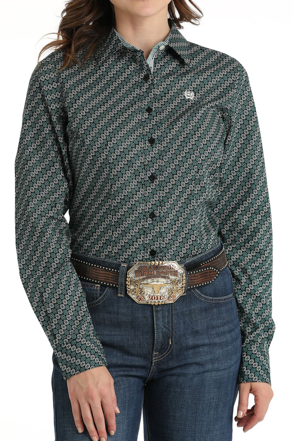 Ladies Cinch Pendleton Round-Up Teal Floral Long Sleeve Button Up