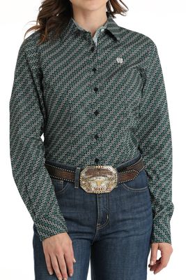 Ladies Cinch Pendleton Round-Up Teal Floral Long Sleeve Button Up