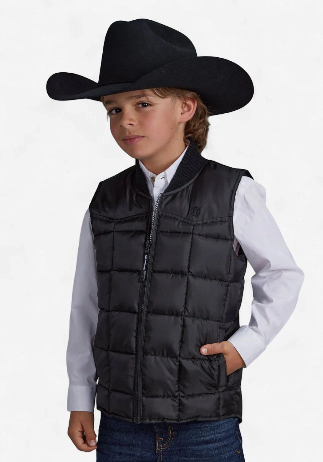 Youth Roper Pendleton Round-Up Black Quilted Vest