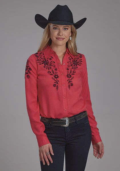 Ladies Roper Pendleton Round-Up Red Challis Shirt