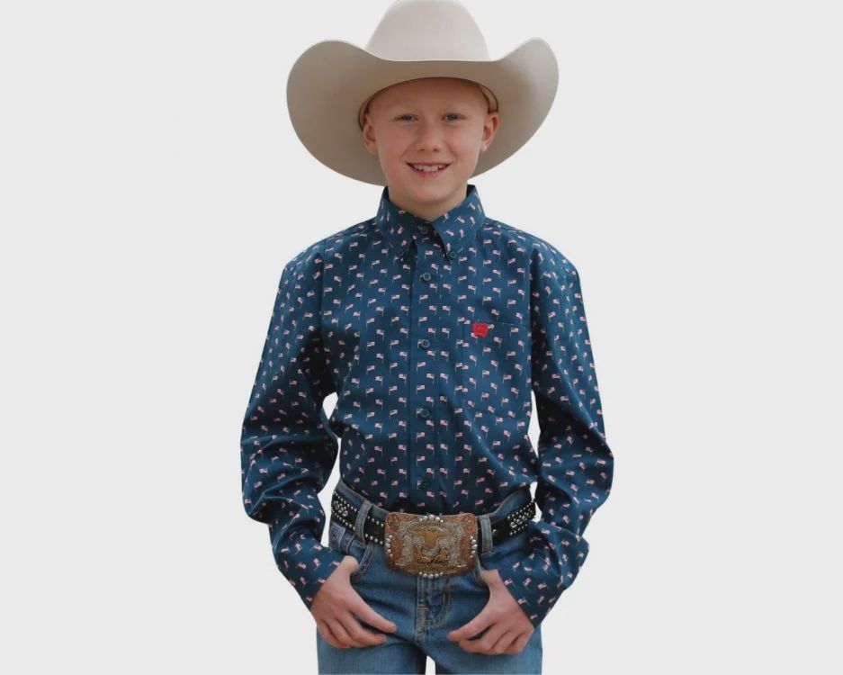 Youth Cinch Pendleton Round-Up USA Long Sleeve Button Up