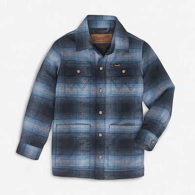 Youth Wrangler Pendleton Round-Up Plaid Flannel Shirt Jacket