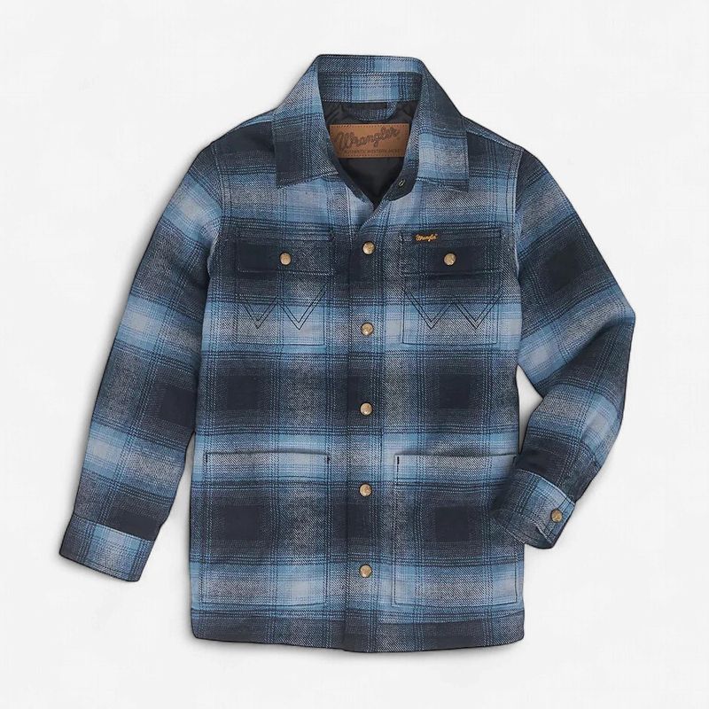 Youth Wrangler Pendleton Round-Up Plaid Flannel Shirt Jacket