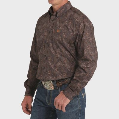 Men's Cinch Pendleton Round-Up Brown Paisley Long Sleeve Button Up
