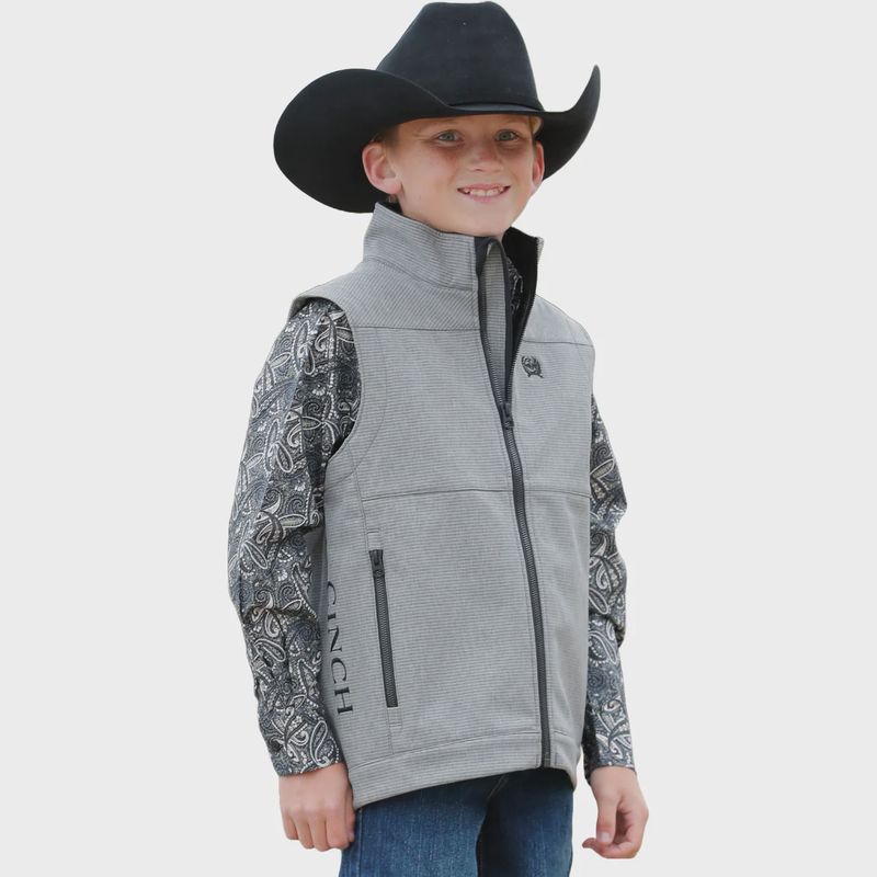 Youth Cinch Pendleton Round-Up Gray Bonded Vest