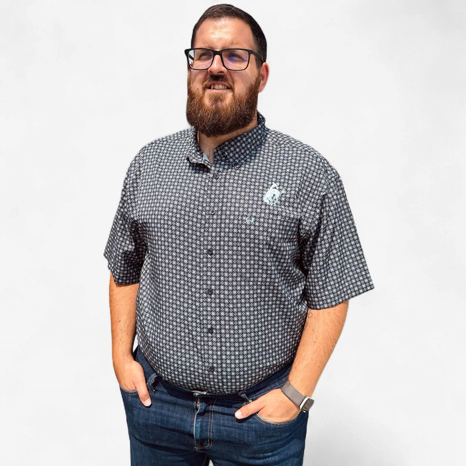 Men's Cinch Pendleton Round-Up Navy Flower ArenaFlex Short Sleeve Button Up