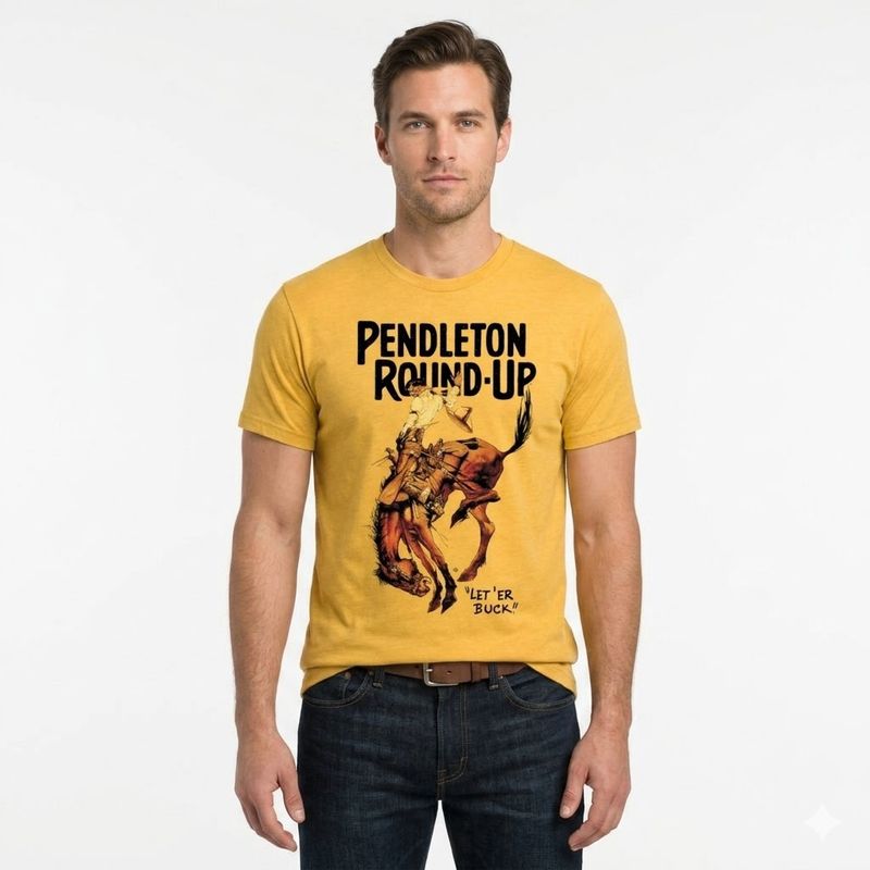 Pendleton Round-Up Gold Full Color Bucking Horse Tee