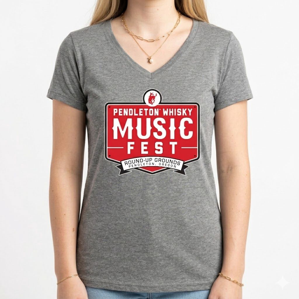 Ladies Gray Pendleton Whisky Music Fest Tee