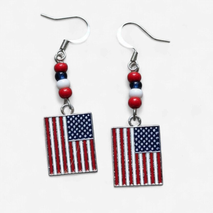 Pendleton Round-Up Beaded Flag Earrings
