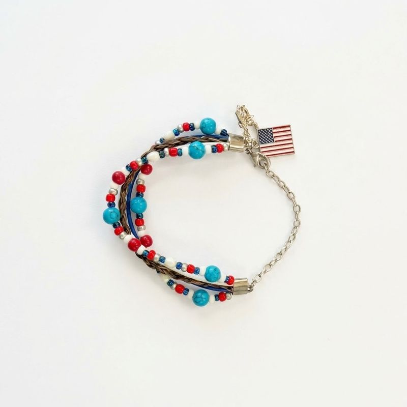 Pendleton Round-Up Beaded Horse Hair Flag Bracelet