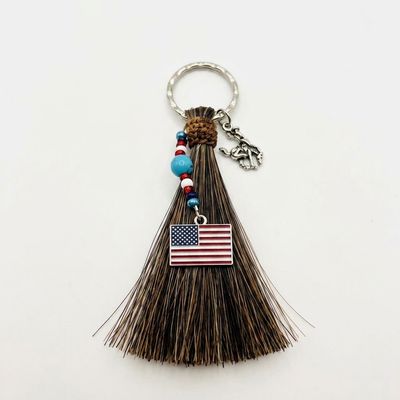 Pendleton Round-Up Beaded Horse Hair Flag Keychain