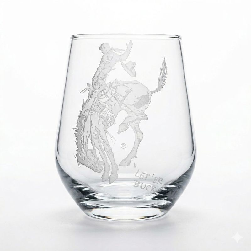 Pendleton Round-Up 16 oz Crystal Stemless Wine Glass