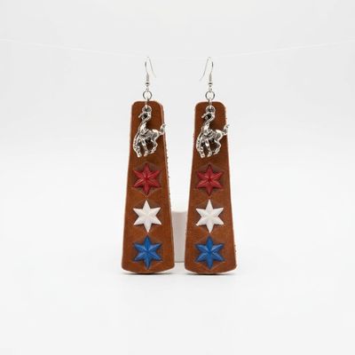 Pendleton Round Up Leather Tri Star Earring