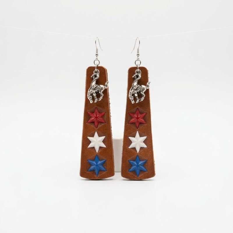 Pendleton Round Up Leather Tri Star Earring