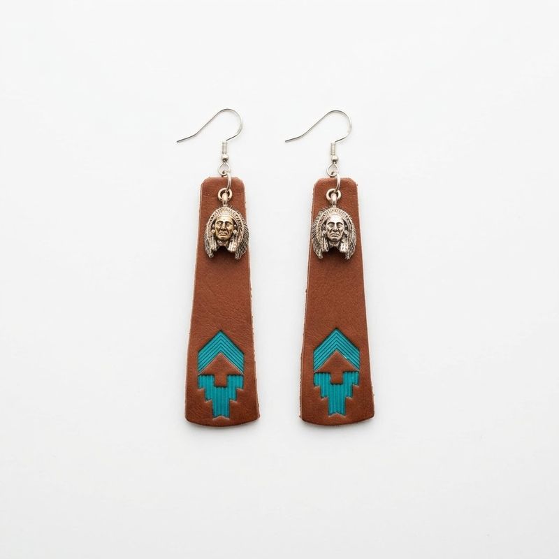 Happy Canyon Teal Arrow Leather Earrings