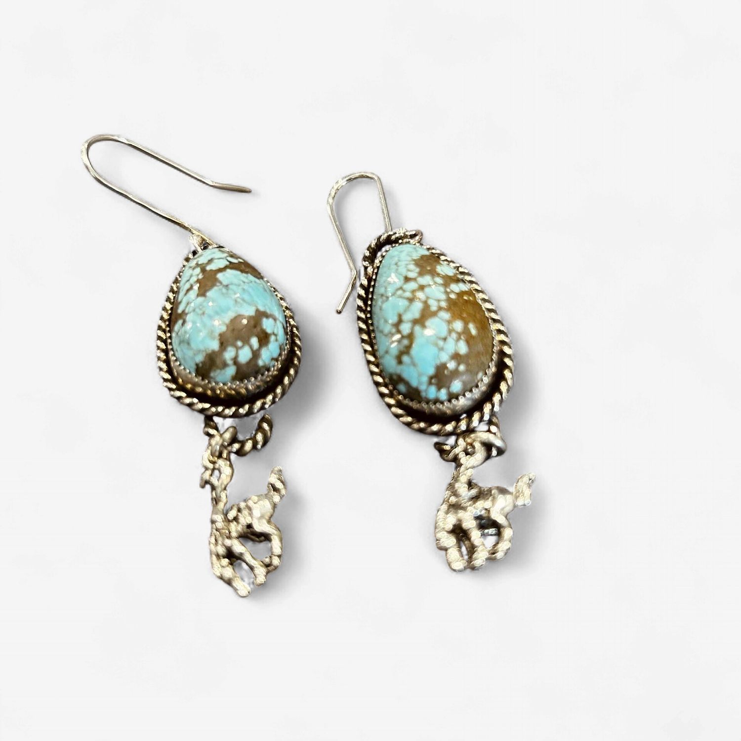 Pendleton Round-Up Turquoise Rope Edge Teardrop Earrings