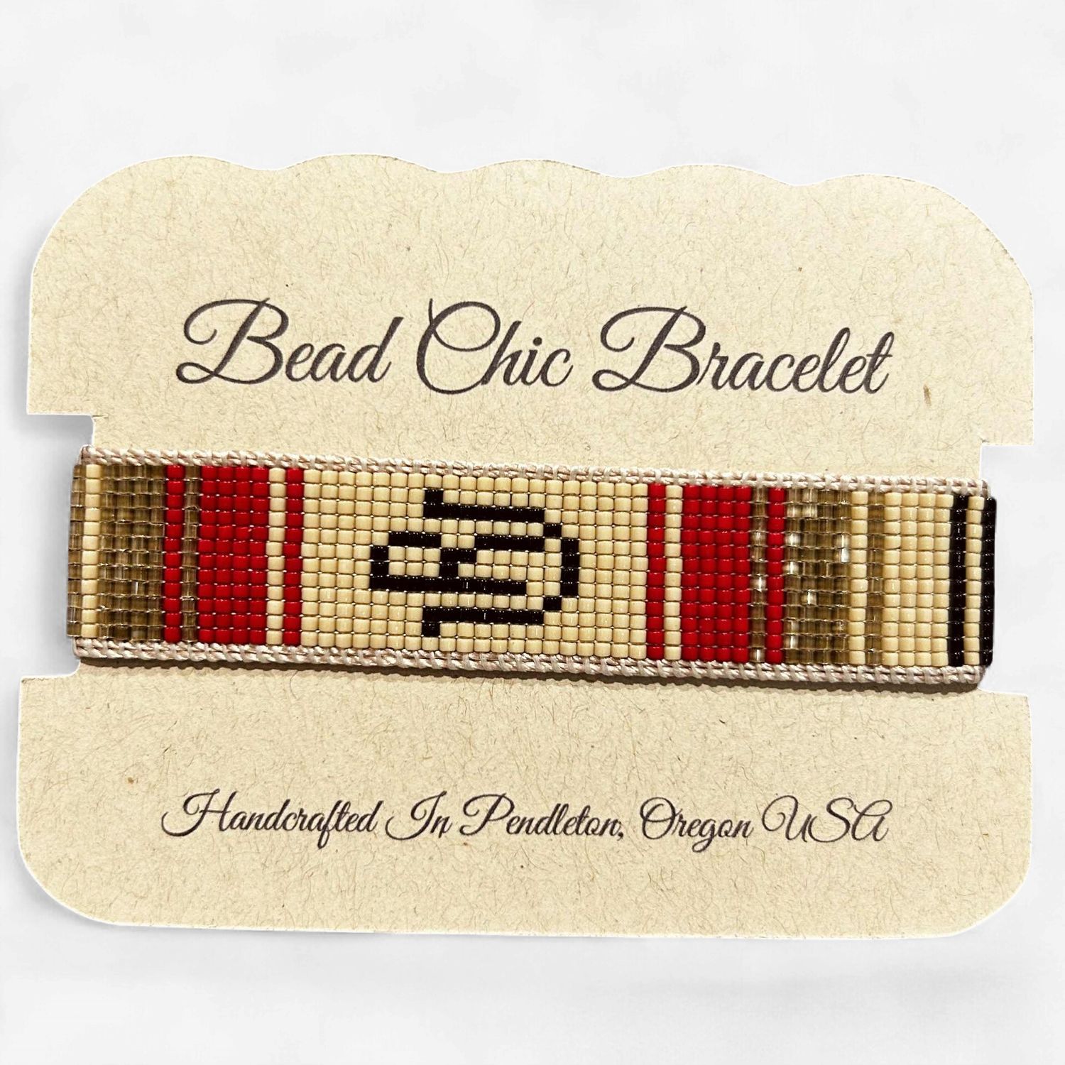 Pendleton Round-Up Red RU Beaded Bracelet