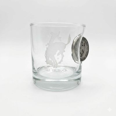 Pendleton Round-Up 2025 Let 'er Buck Room Coin Rocks Glass