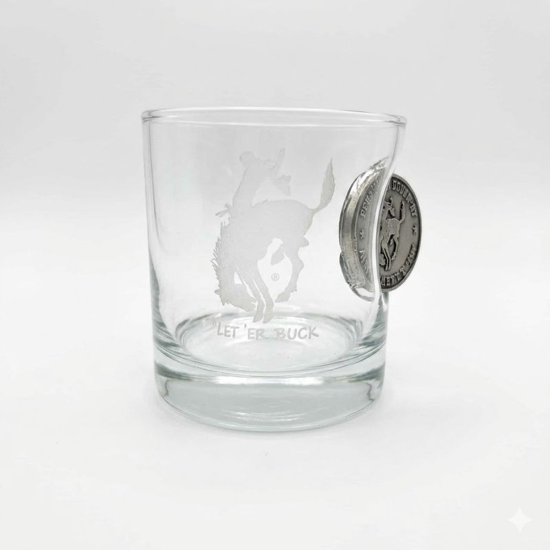 Pendleton Round-Up 2025 Let 'er Buck Room Coin Rocks Glass