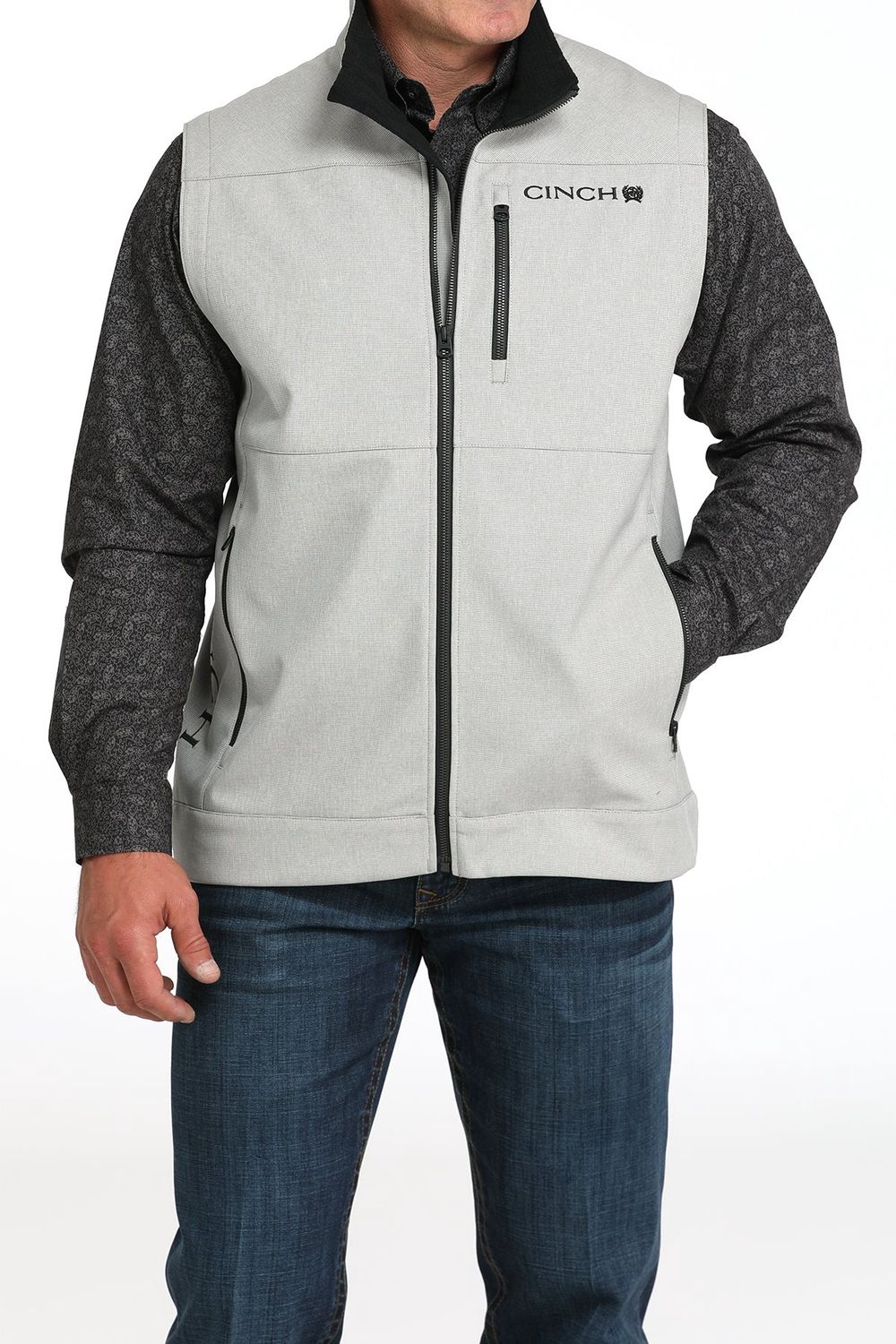 Men's Cinch Pendleton Round-Up Light Gray Bonded Vest