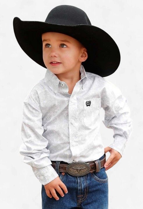 Toddler Cinch Pendleton Round-Up White Paisley Long Sleeve Button Up