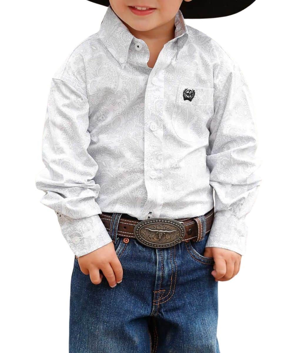 Infant Cinch Pendleton Round-Up White Paisley Long Sleeve Button Up