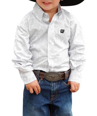Infant Cinch Pendleton Round-Up White Paisley Long Sleeve Button Up