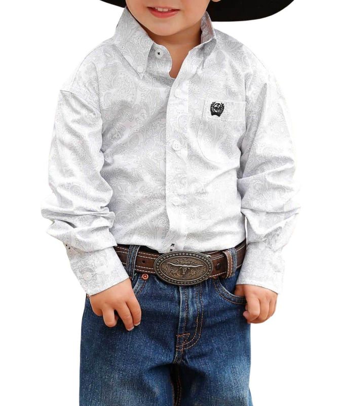 Infant Cinch Pendleton Round-Up White Paisley Long Sleeve Button Up