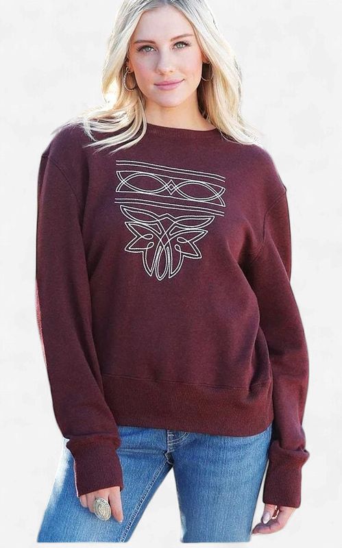 Ladies Cruel Pendleton Round-Up Boot Stitch Crewneck